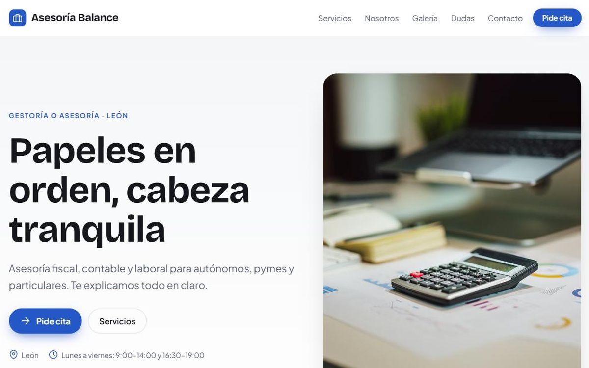 Ejemplo de web para gestoría o asesoría