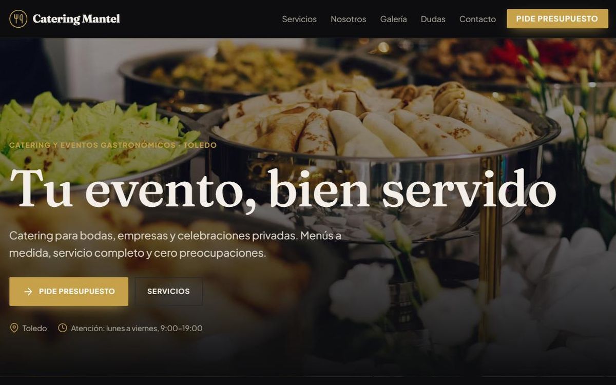 Ejemplo de web para catering y eventos gastronómicos