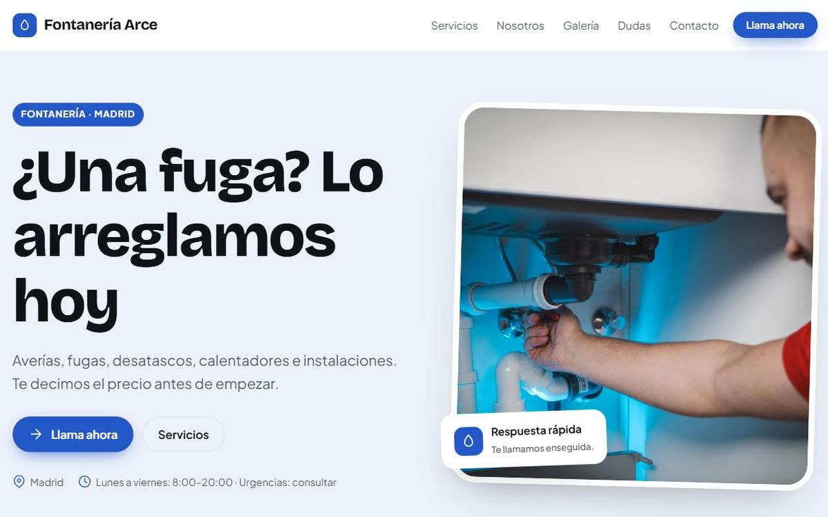Ejemplo de web para fontanería