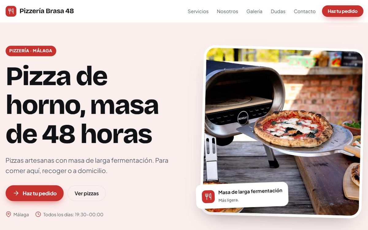 Ejemplo de web para pizzería
